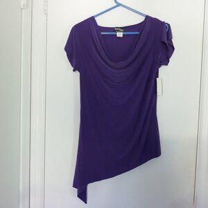 vintage Y2K purple cowl neck split sleeve asymetrical hem blouse size M